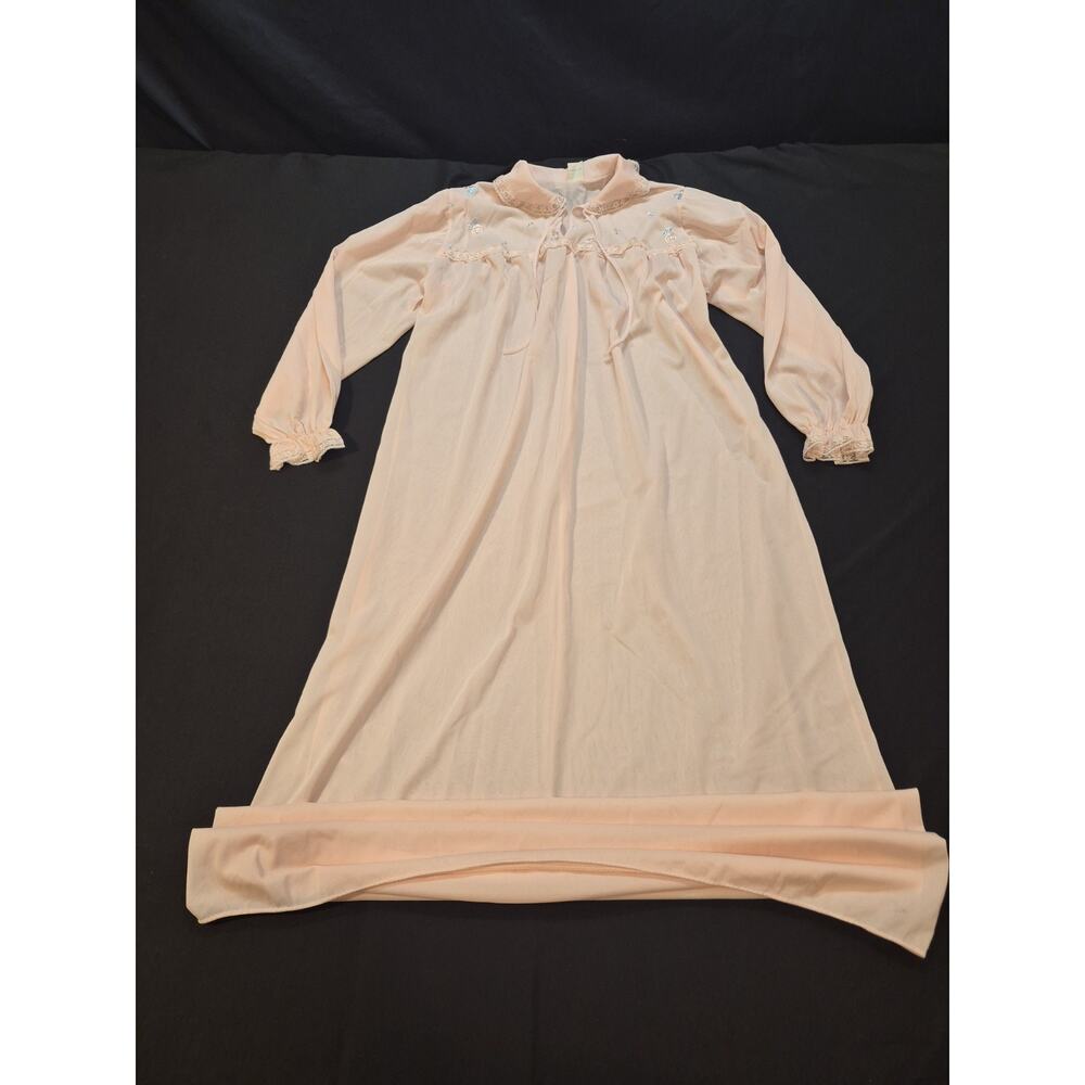 VTG 1960s JC Pennys Ladies House Dress L Pink/Sheer/Lace/Floral